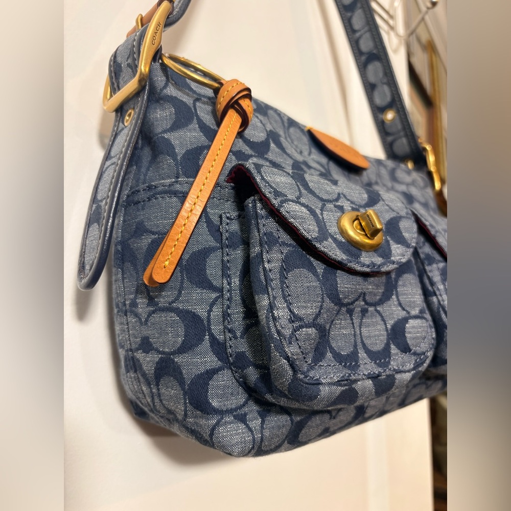 💙 Coach Signature Denim Cargo Shoulder Bag | 3239 - Picture 4 of 16